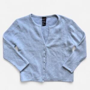 Studio Y Vintage Angora Blend Baby Blue Cardigan Sweater